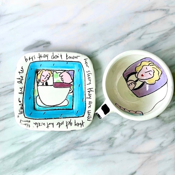 Vintage Sandra Magsamen,Artist•SIGNED and HANDMADE Cup+Plate•Pre-Commercial Fame - Picture 7 of 16